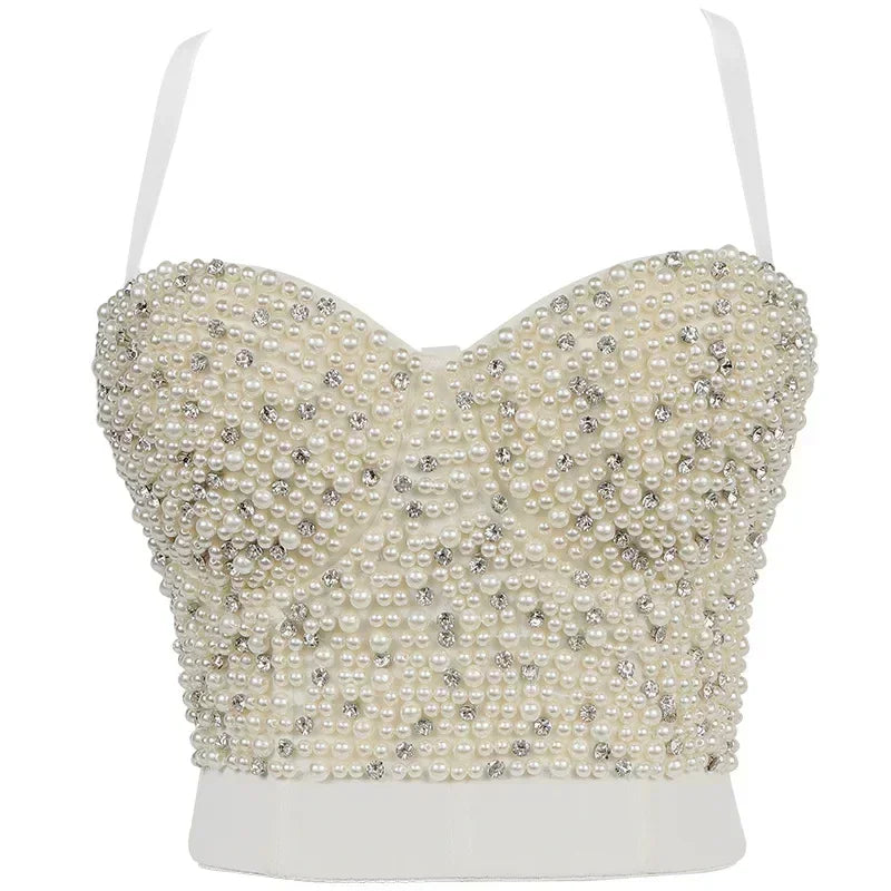 Sparkling Rhinestone Women Corset Top High-end Party Underbust Corsets Festival Steampunk Bustier Sexy Push Up Bra Lingerie