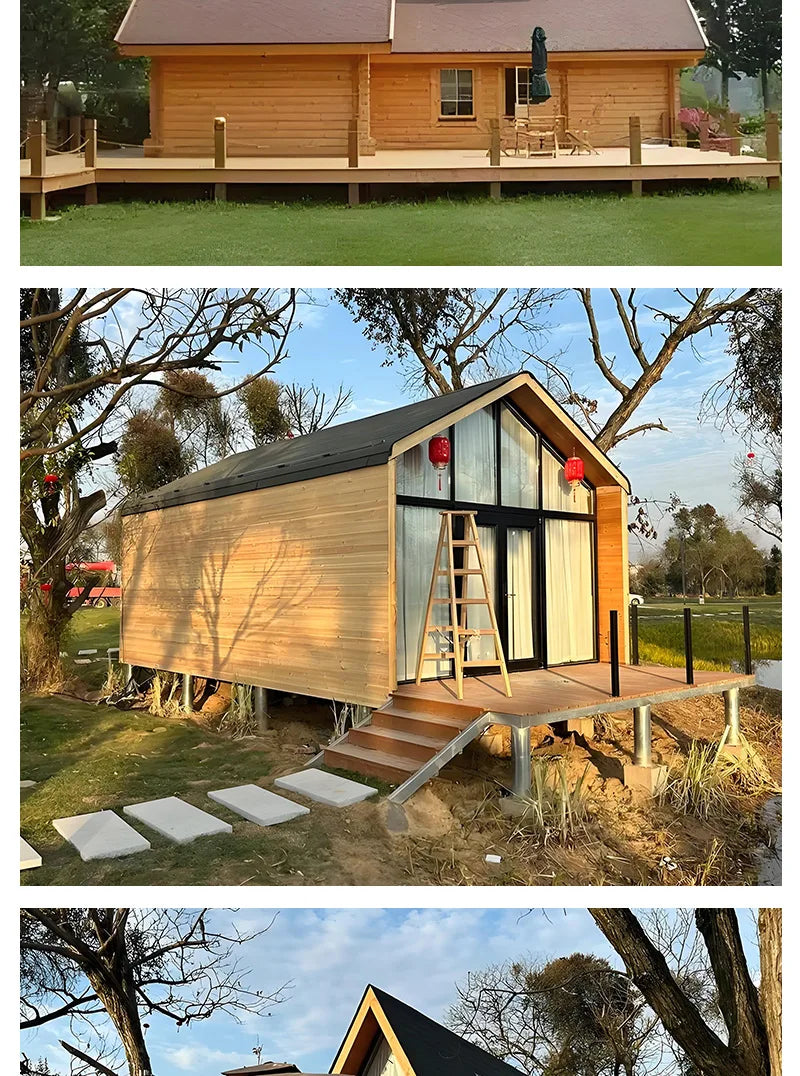 Internet celebrity triangle wooden house outdoor camping B & B landscape wooden house agritainment wood camp