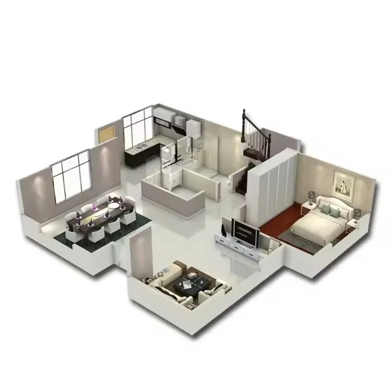 2 Story Duplex Luxury Village Expandable Container House 2-5 Bedrooms Mobile Modular Tiny Home with Kitchen Bathroom
