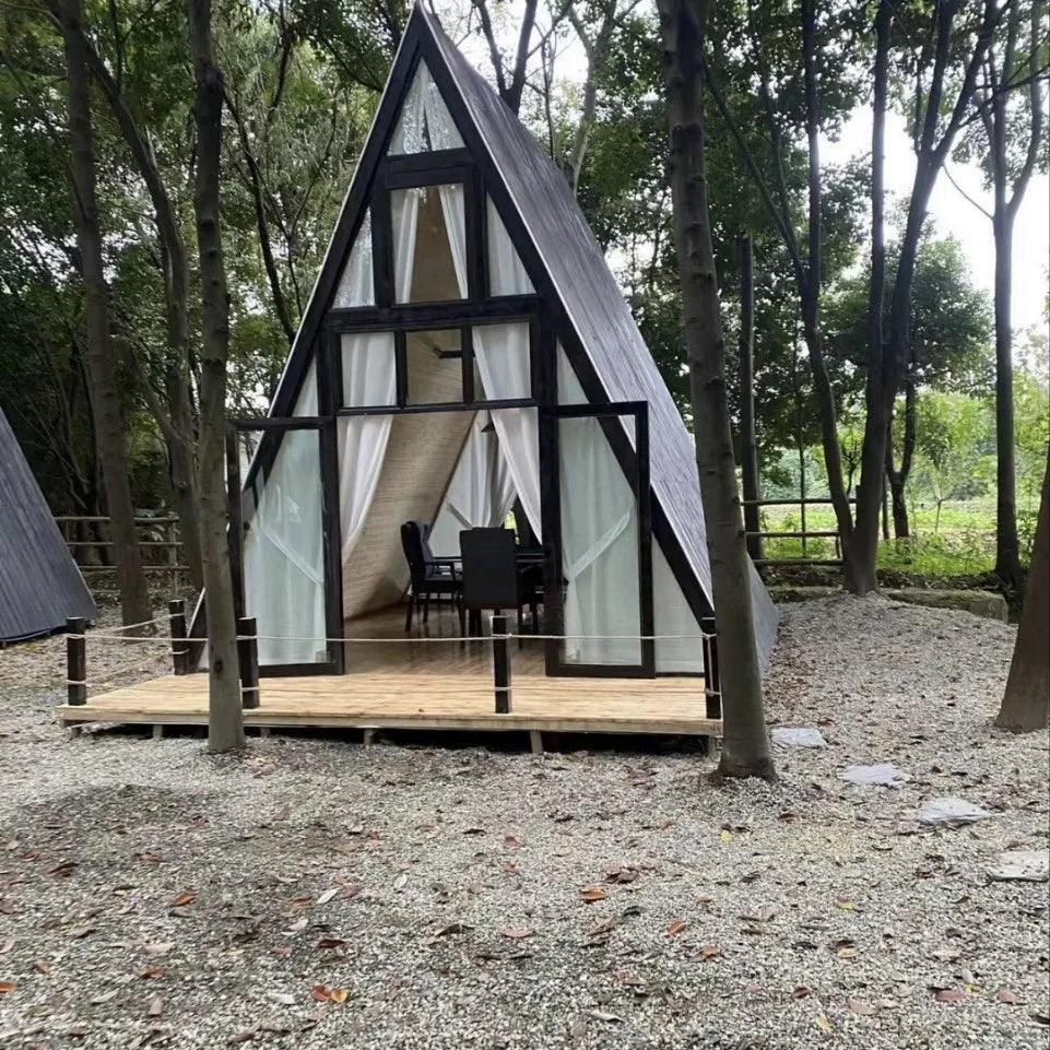 Internet celebrity triangle wooden house outdoor camping B & B landscape wooden house agritainment wood camp