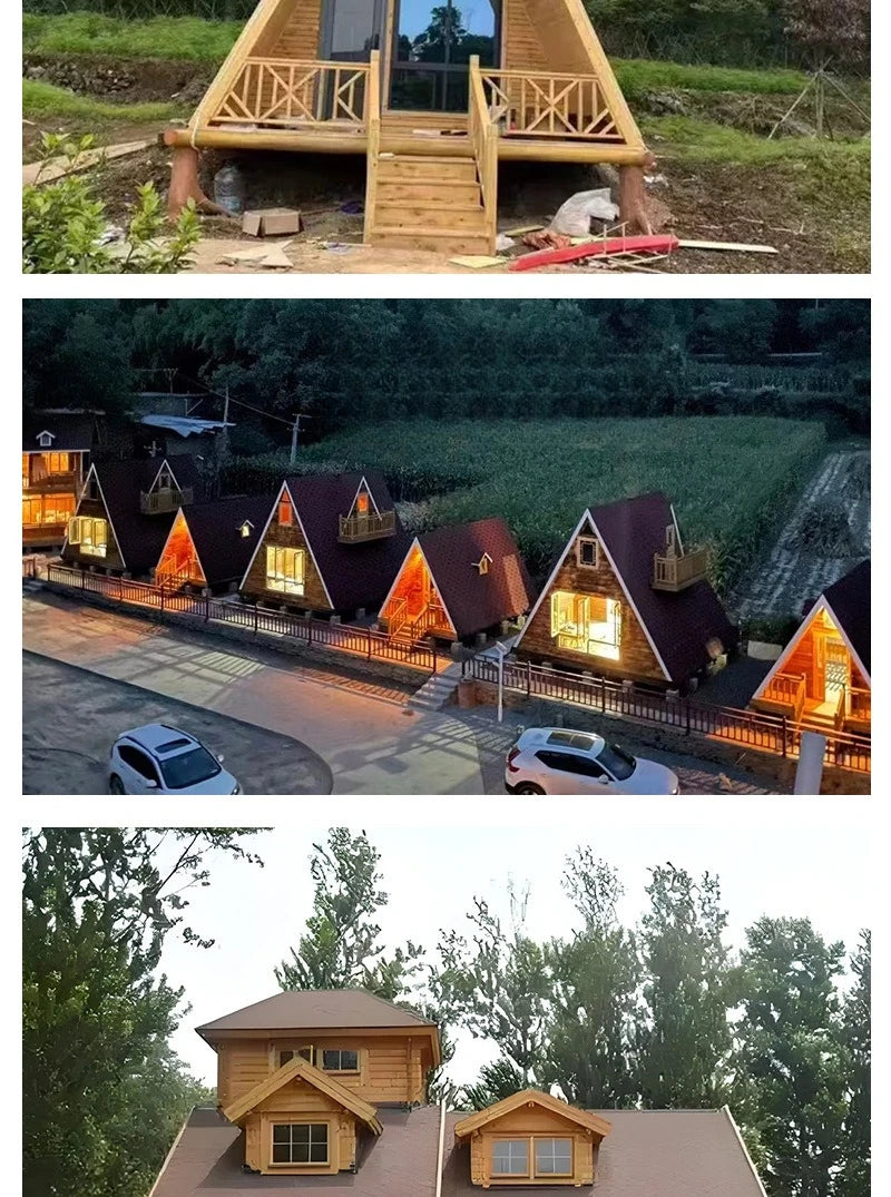 Internet celebrity triangle wooden house outdoor camping B & B landscape wooden house agritainment wood camp