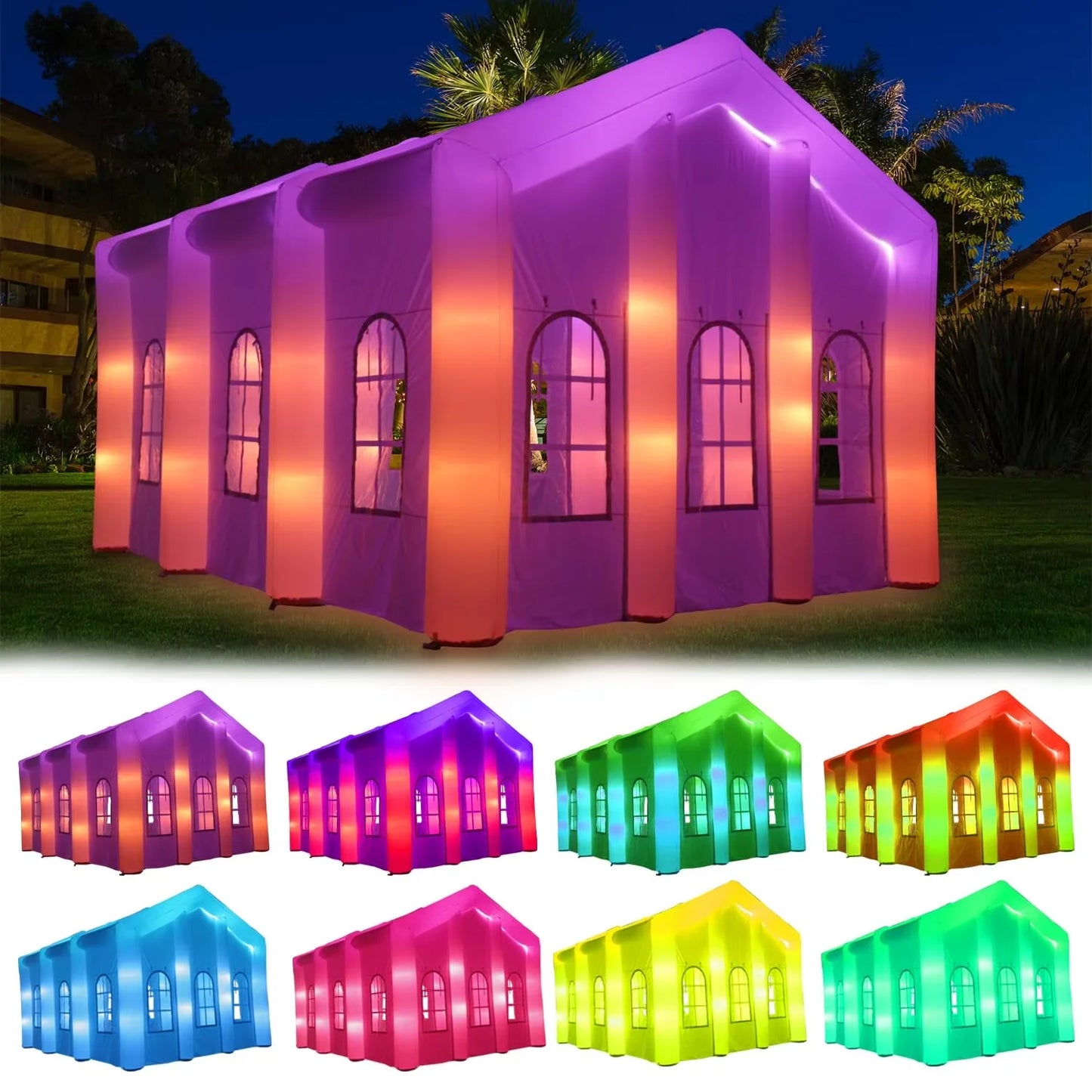 Portable White Tent Inflatable Wedding Tent inflatable Party House Event  with Colorful LED Light For Sale Free air shipping