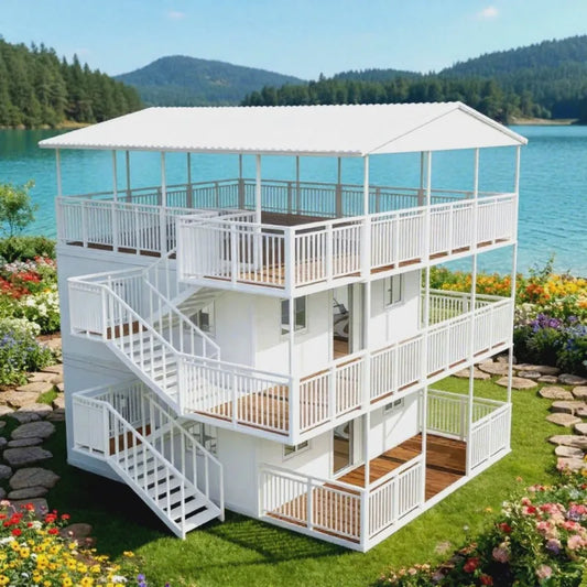 2 Story Duplex Luxury Village Expandable Container House 2-5 Bedrooms Mobile Modular Tiny Home with Kitchen Bathroom