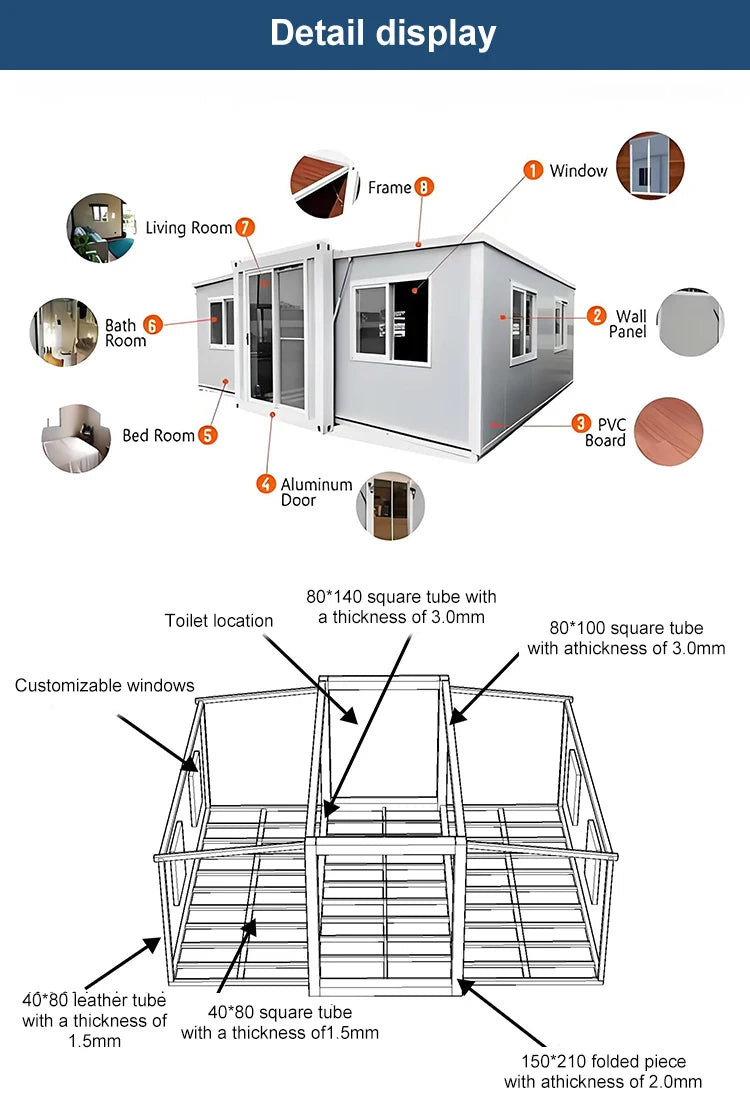 2 Story Duplex Luxury Village Expandable Container House 2-5 Bedrooms Mobile Modular Tiny Home with Kitchen Bathroom