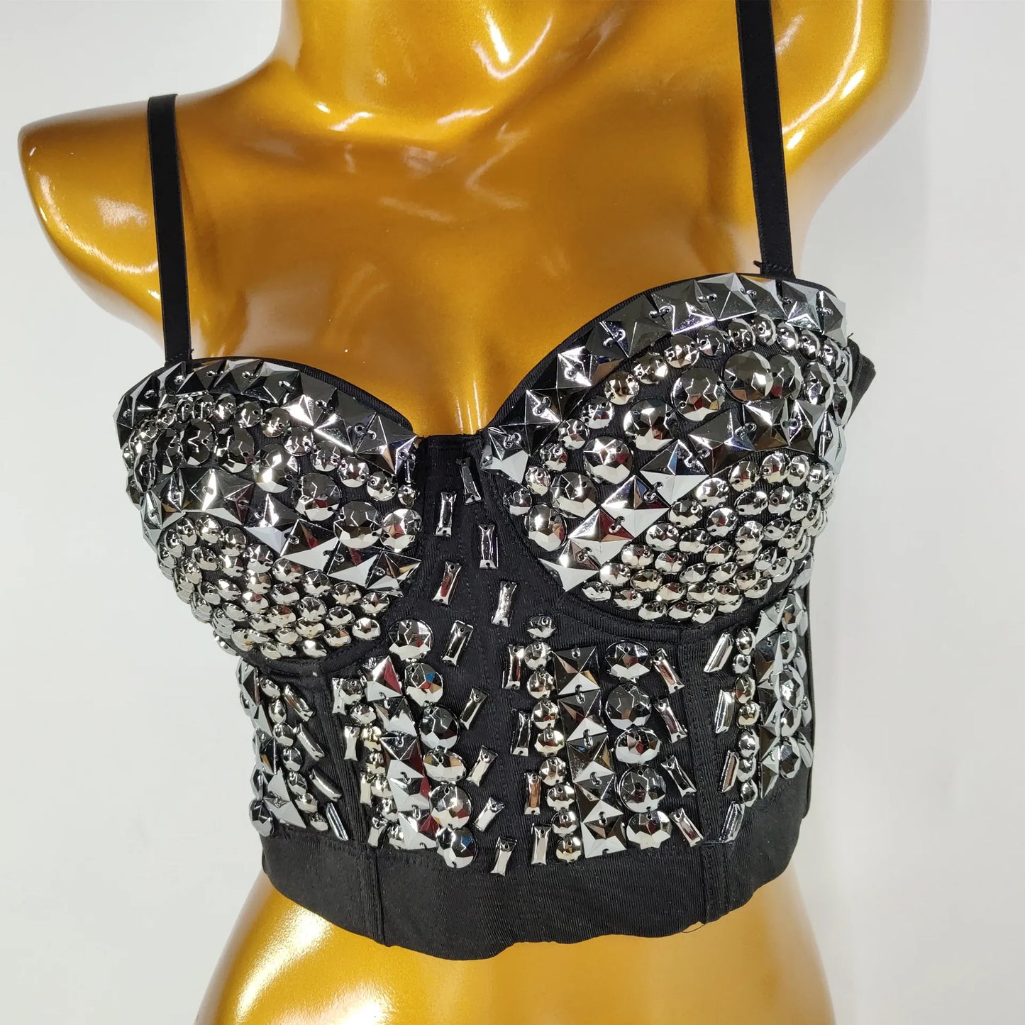 Sparkling Rhinestone Women Corset Top High-end Party Underbust Corsets Festival Steampunk Bustier Sexy Push Up Bra Lingerie