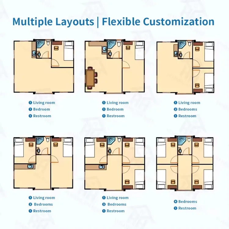 2 Story Duplex Luxury Village Expandable Container House 2-5 Bedrooms Mobile Modular Tiny Home with Kitchen Bathroom
